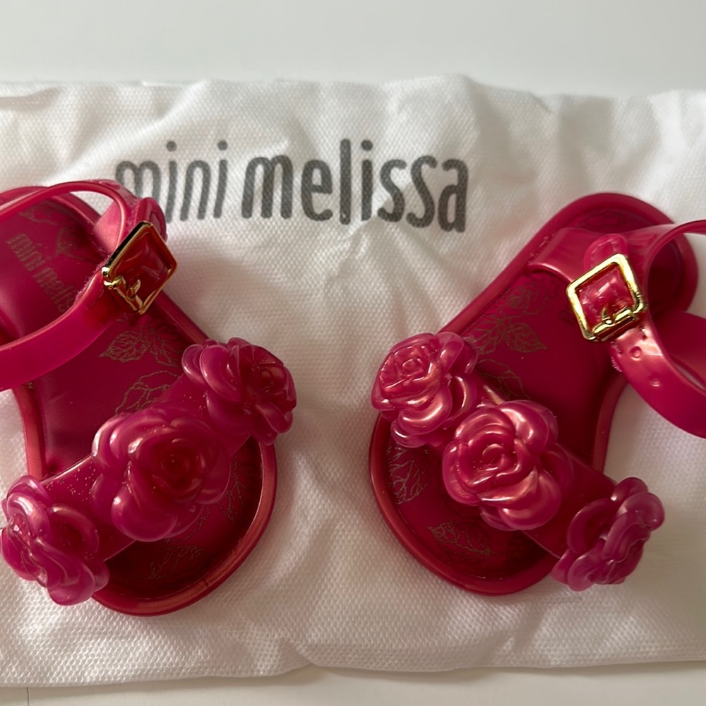 Mini Melissa Pink Rosebud Sandals size 5